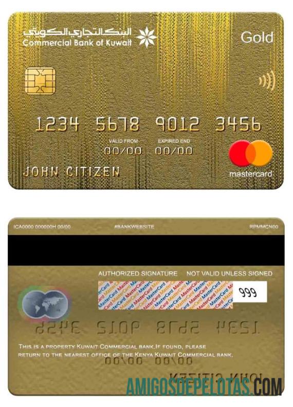 Kuwait komersial bank mastercard gold sampel