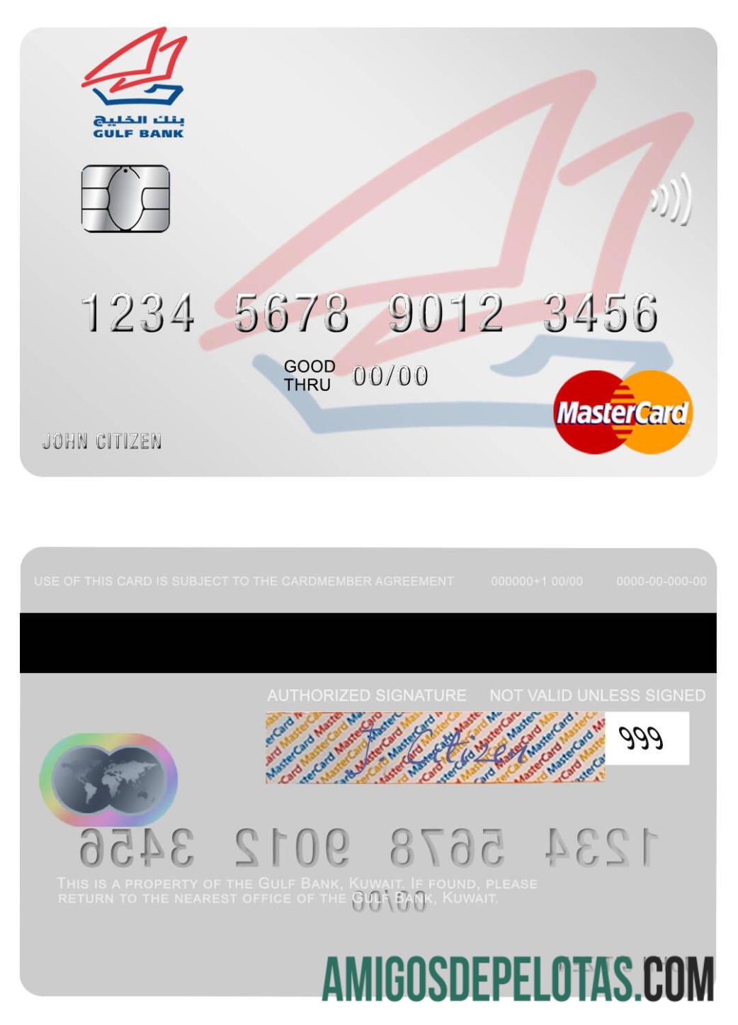 Kuwait Gulf bank mastercard sampel