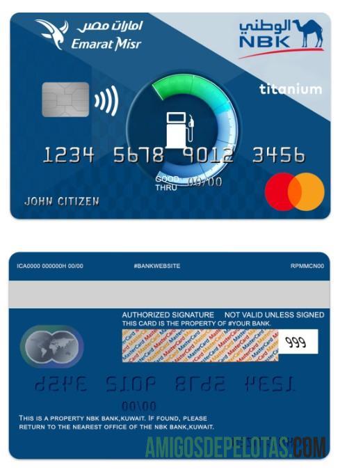 Kuwait NBK bank Emarat Misr titanium mastercard templat
