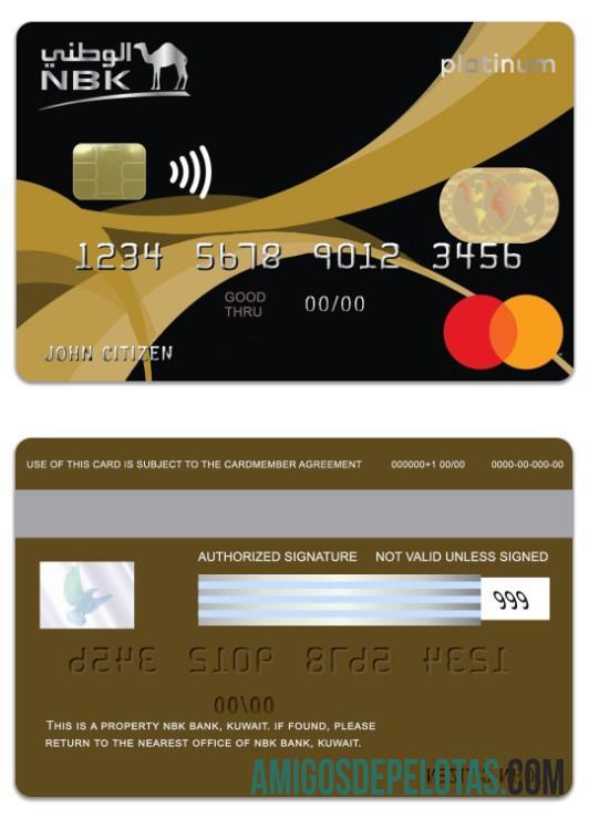 Kuwait NBK bank Thahabi Platinum Mastercard Kredit kartu sampel