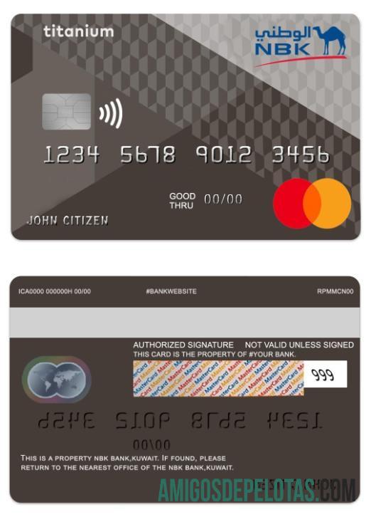 Kuwait NBK bank titanium cashback mastercard sampel