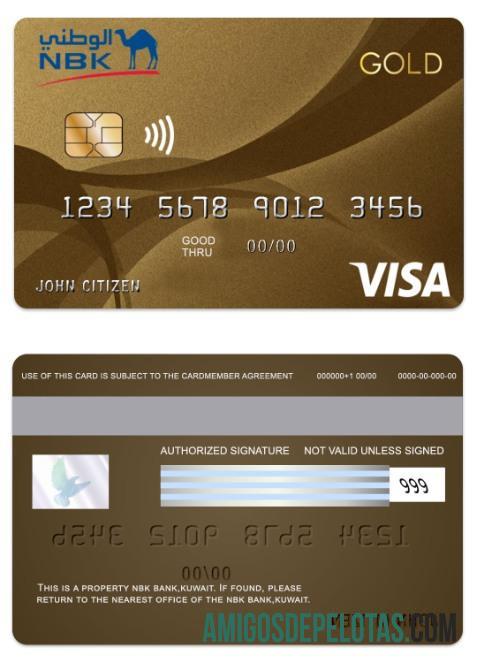 Kuwait NBK bank visa gold Kredit kartu templat