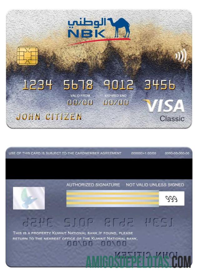 Kuwait nasional bank visa classic kartu desain