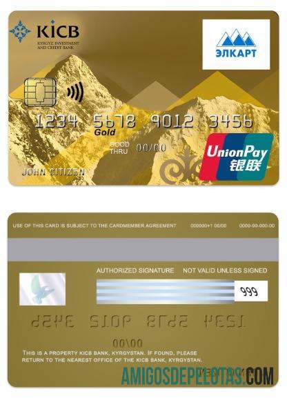 Kirgizstan KICB bank UnionPay gold kartu desain