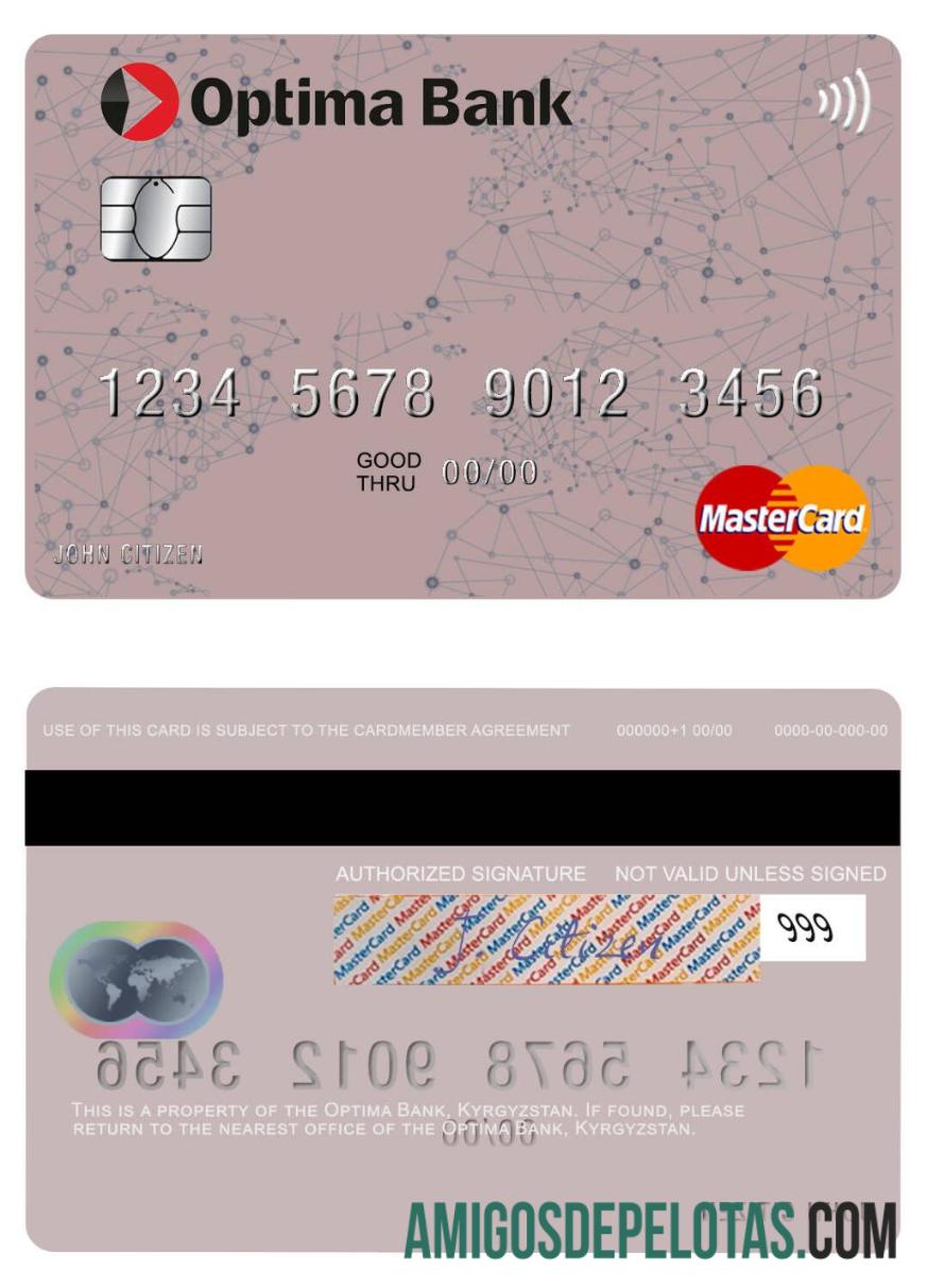 Kirgizstan Optima bank mastercard sampel