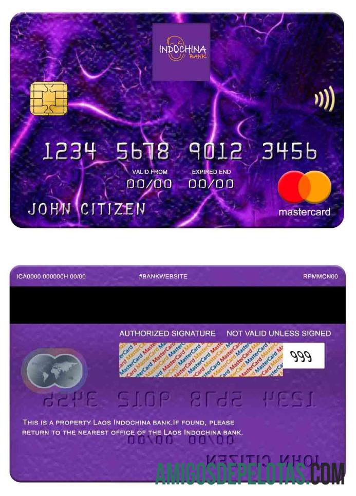 Laos Indochina bank mastercard sampel