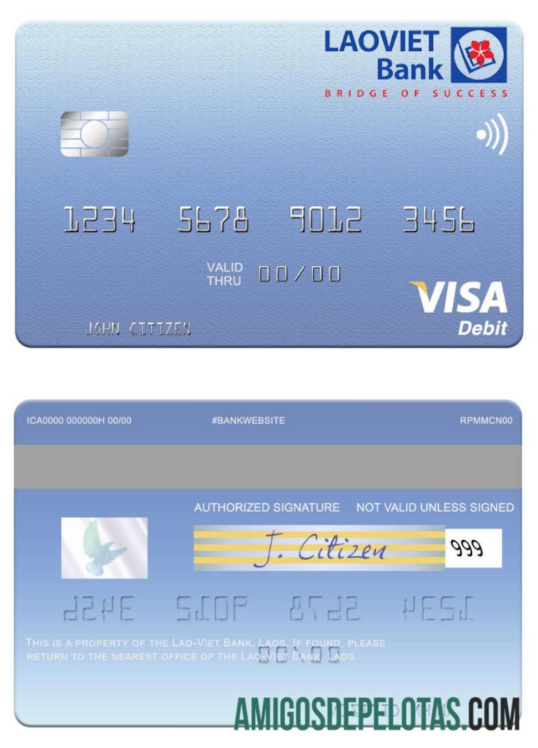 Laos Lao Viet bank visa Debit kartu pratinjau