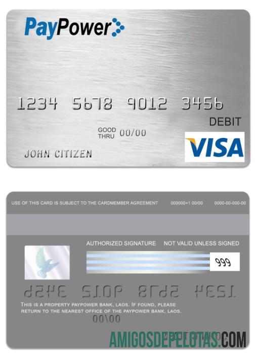 Laos PayPower bank visa Debit kartu templat