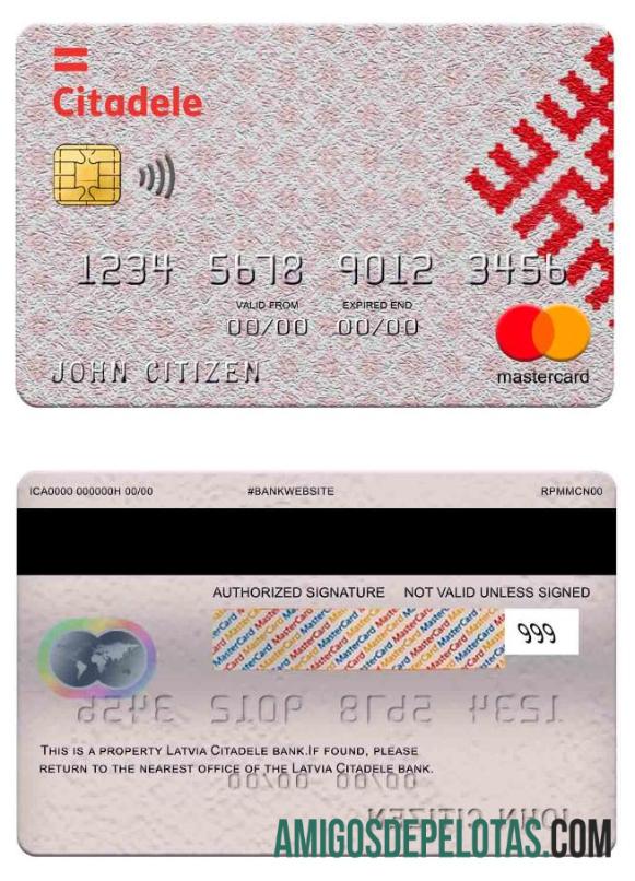 Latvia Citadele bank mastercard desain
