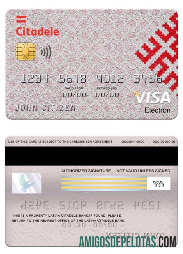 Latvia Citadele bank visa electron kartu desain
