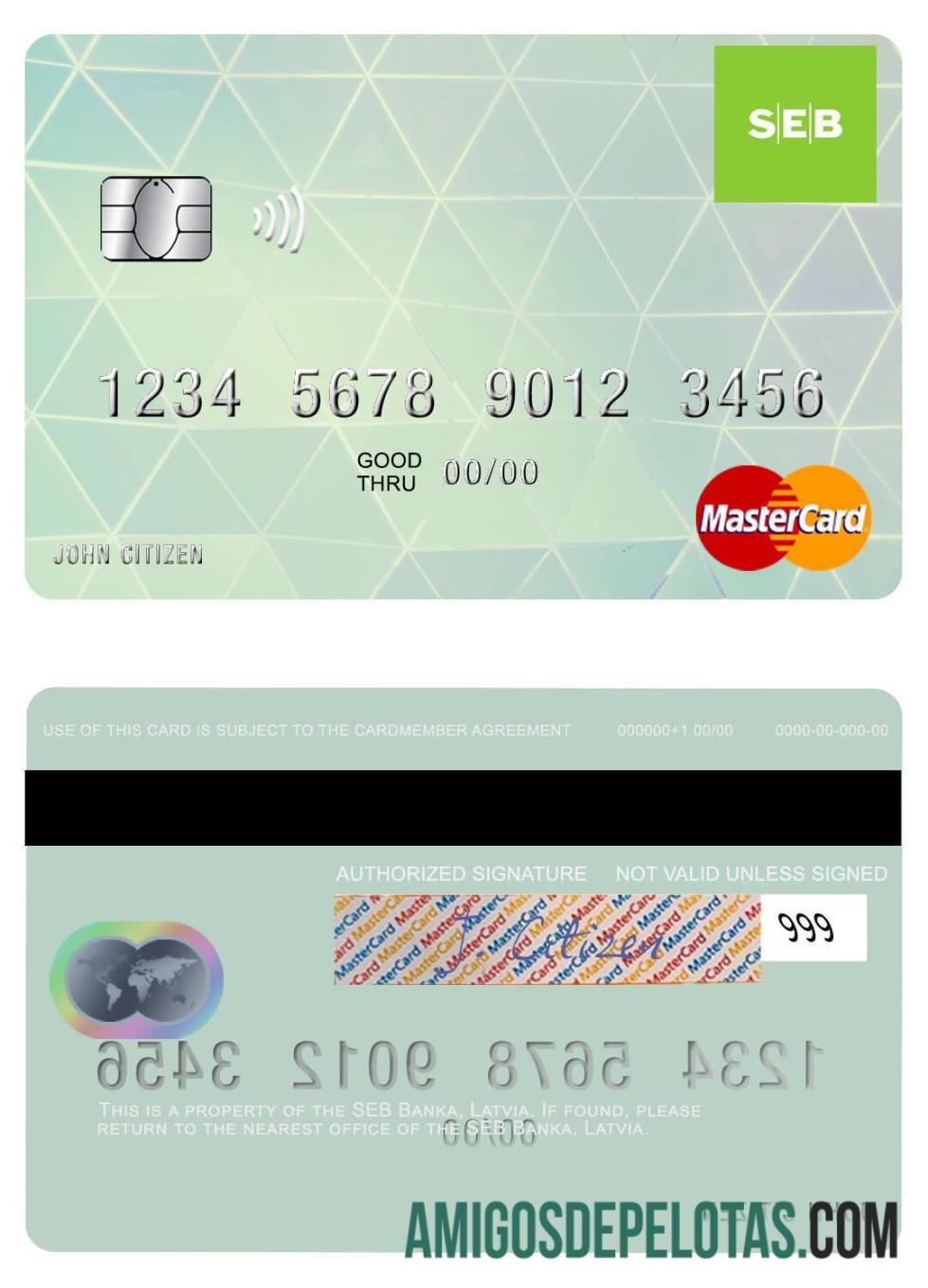 Latvia SEB bank mastercard templat