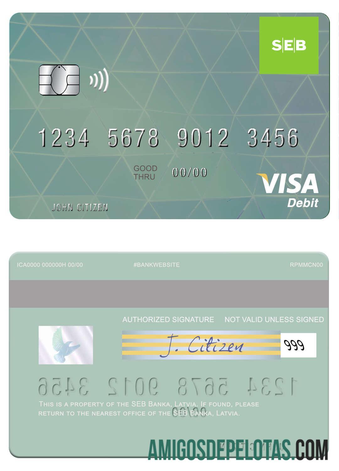 Latvia SEB bank visa Debit kartu pratinjau