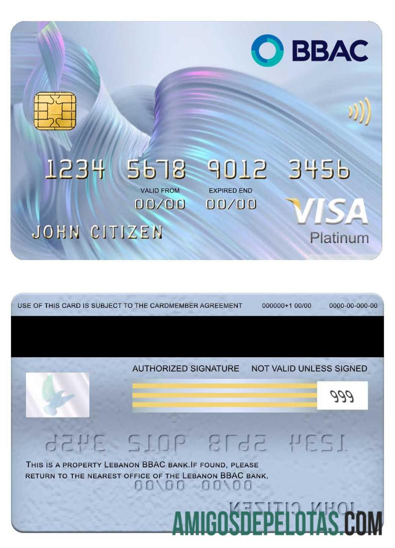 Lebanon BBAC visa platinum kartu desain