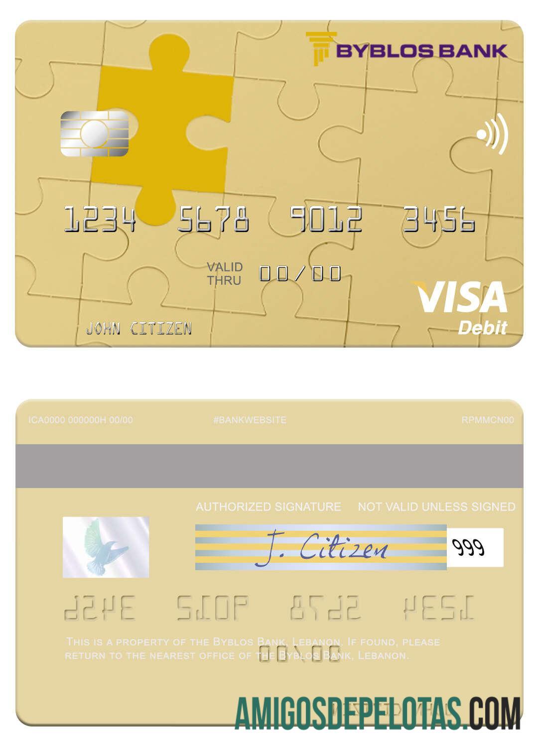 Lebanon Byblos bank visa Debit kartu makering