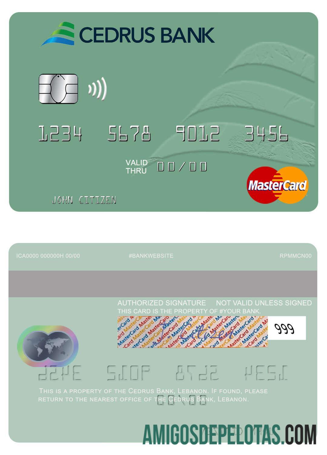 Lebanon Cedrus bank mastercard makering
