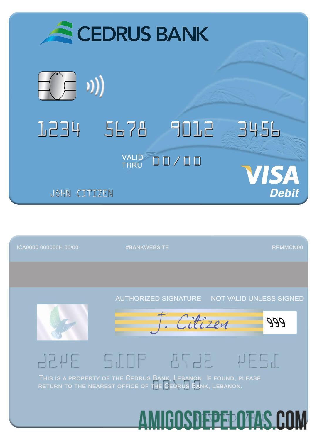 Lebanon Cedrus bank visa Debit kartu desain