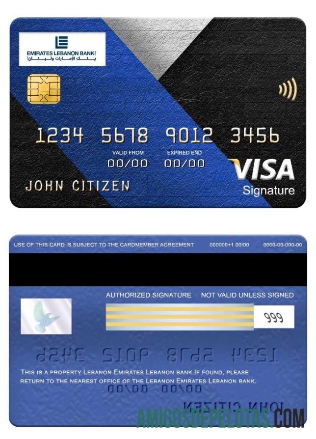Lebanon Emirates Lebanon bank visa Tanda Tangan kartu desain