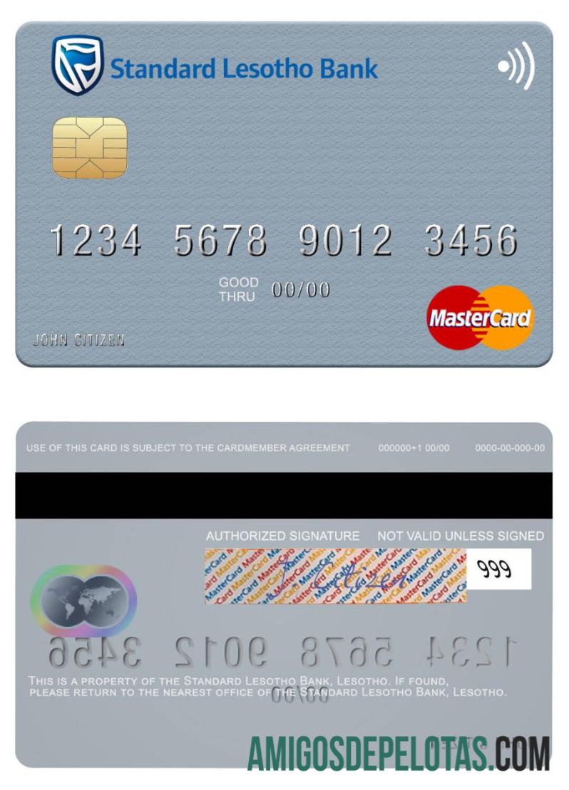 Lesotho standar Lesotho bank mastercard templat