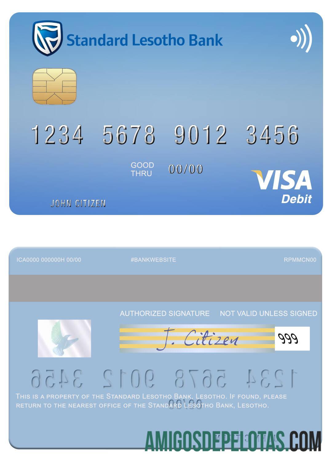 Lesotho standar Lesotho bank visa Debit kartu pratinjau