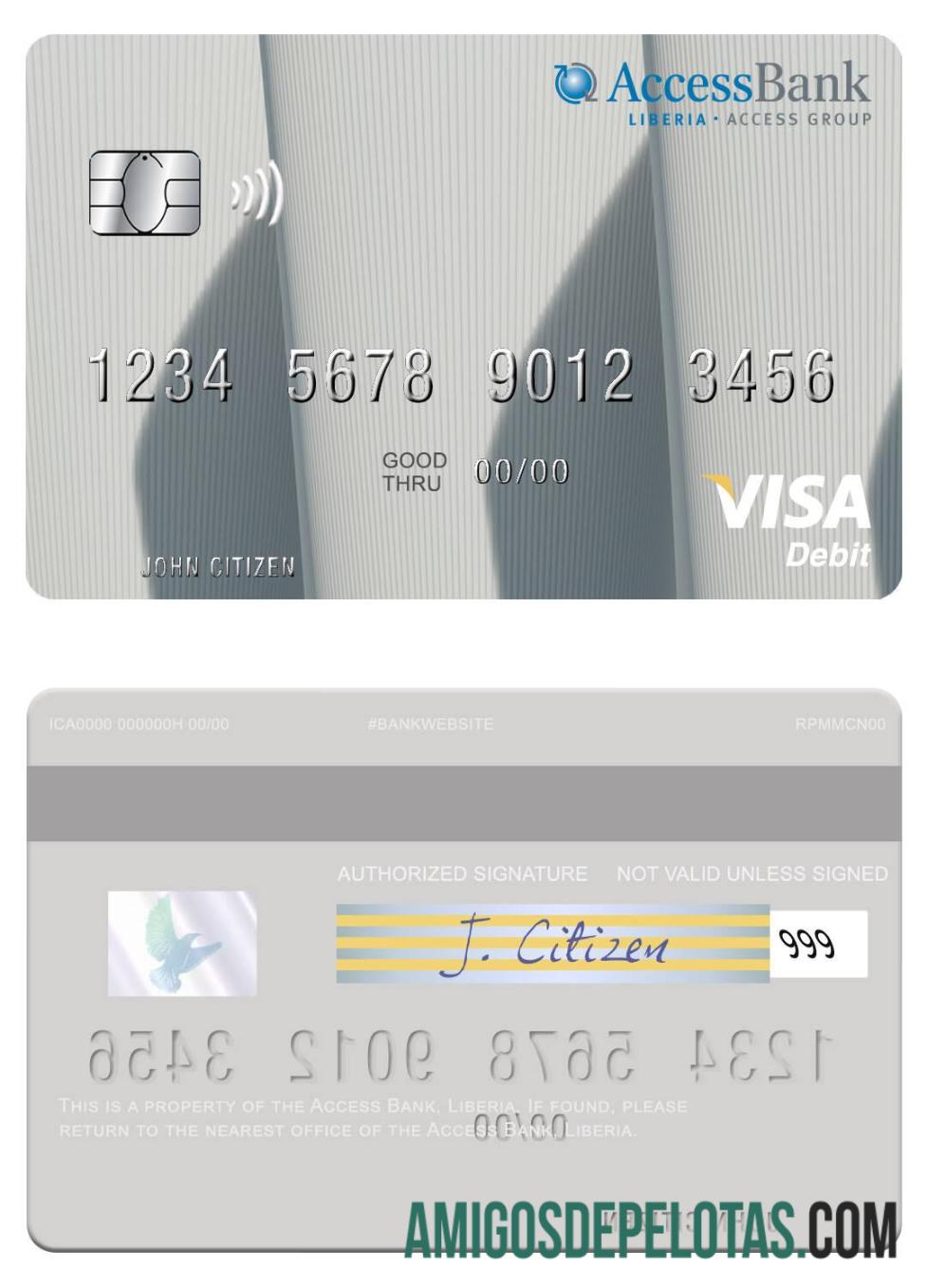 Liberia Access bank visa Debit kartu pratinjau