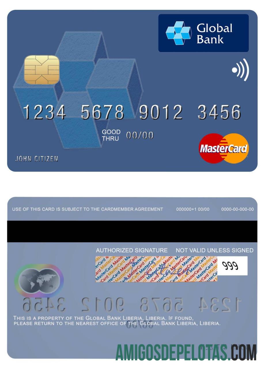 Liberia Global bank Liberia mastercard templat