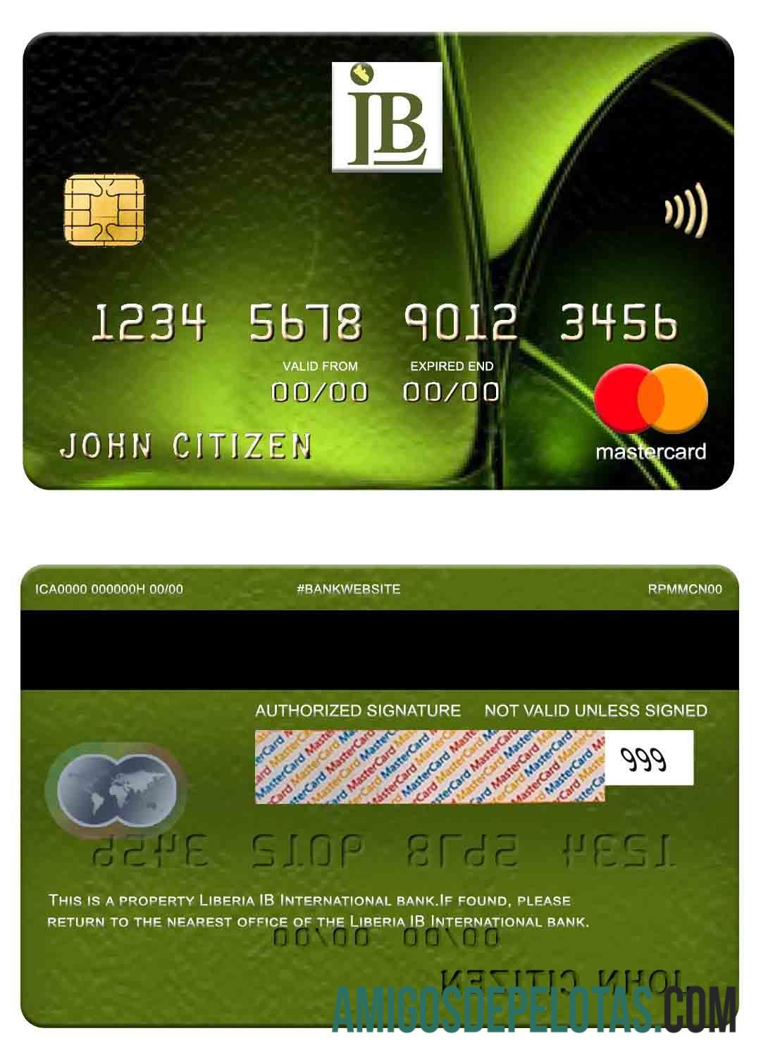 Liberia IB International bank mastercard desain