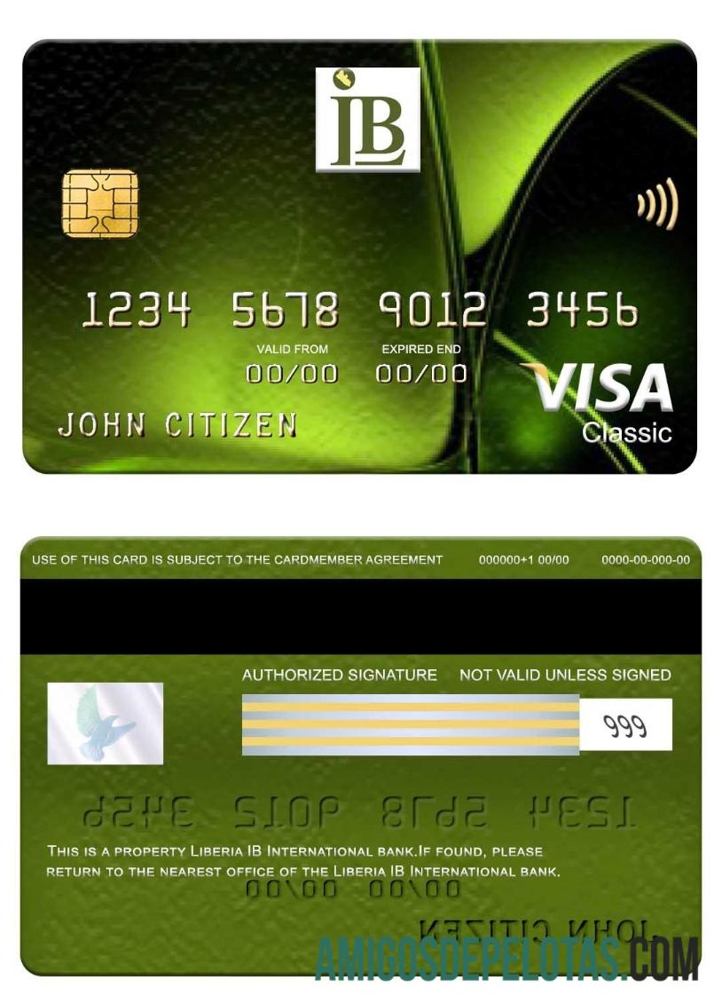 Liberia IB International bank visa classic kartu sampel