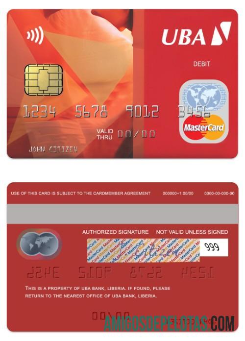 Liberia UBA bank Debit mastercard desain