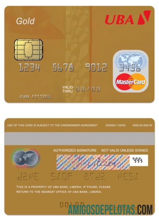 Liberia UBA bank gold Debit mastercard makering