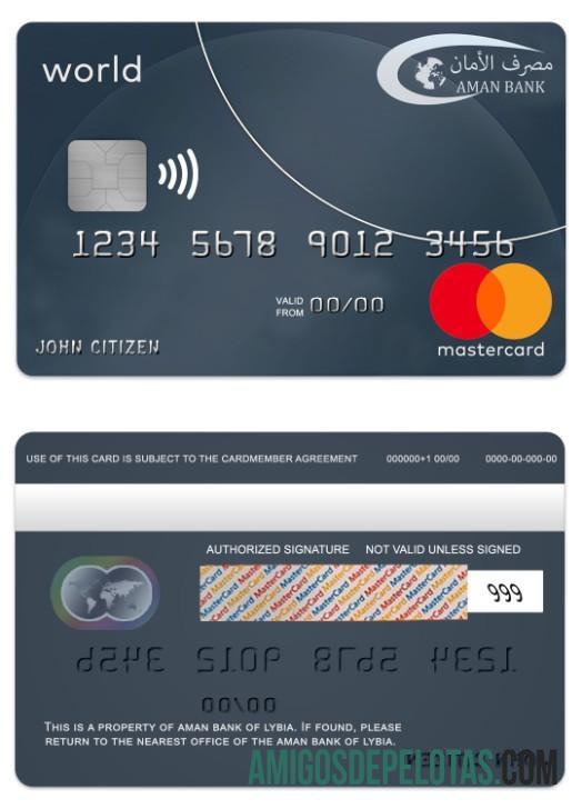 Libya Aman bank mastercard world kartu templat