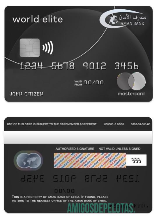 Libya Aman bank mastercard world elite kartu templat
