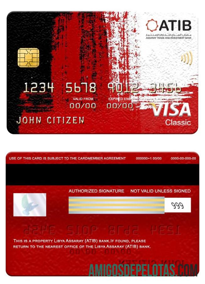 Libya Assaray (ATIB) bank visa classic kartu desain