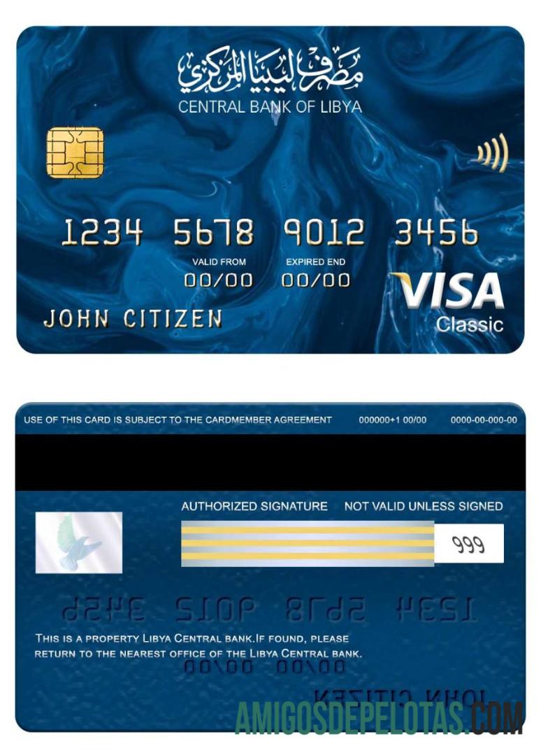 Libya Central bank visa classic kartu desain