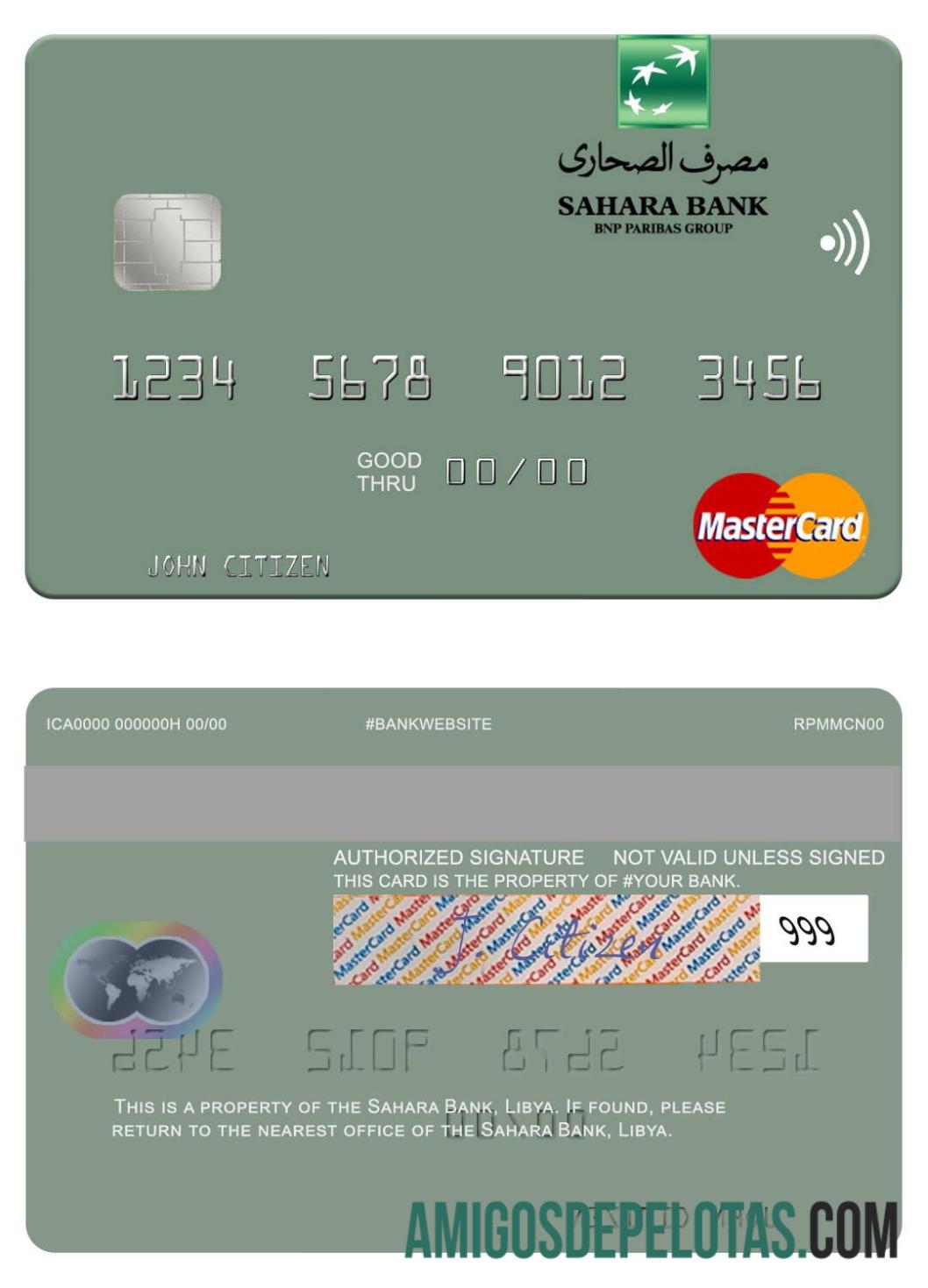 Libya Sahara bank mastercard templat