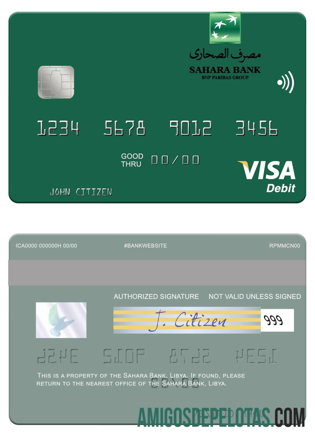 Libya Sahara bank visa Debit kartu pratinjau