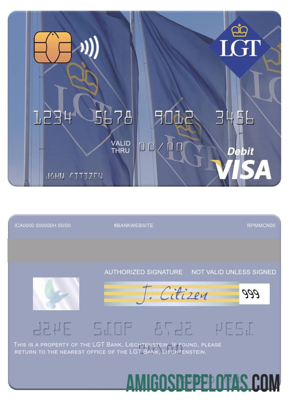 Liechtenstein LGT bank visa Debit kartu sampel