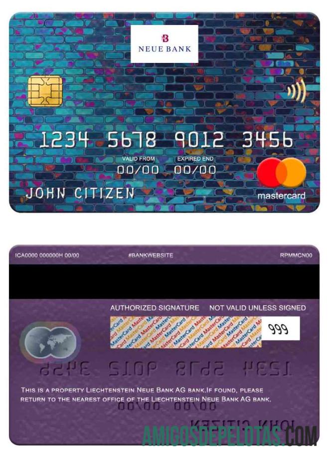 Liechtenstein Neue bank AG bank mastercard desain
