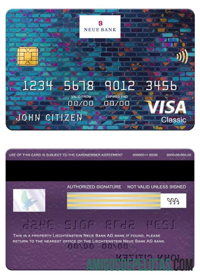 Liechtenstein Neue bank AG bank visa classic kartu templat