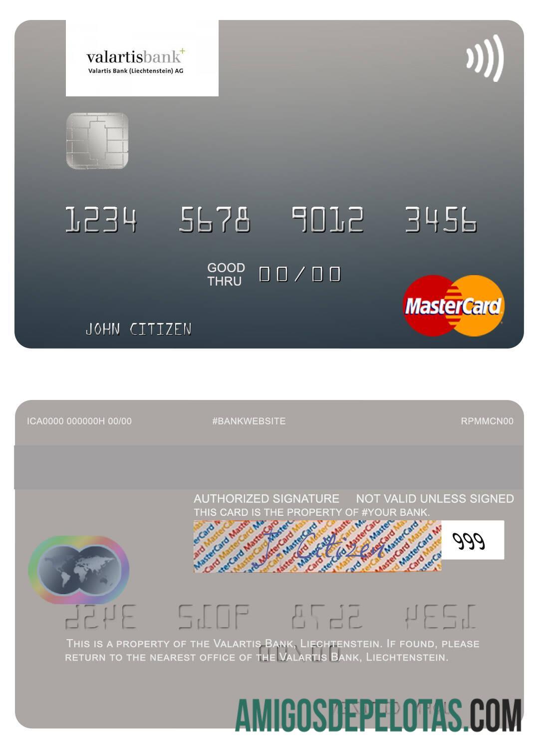 Liechtenstein Valartis bank mastercard makering