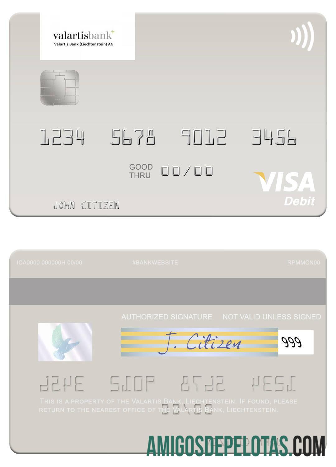 Liechtenstein Valartis bank visa Debit kartu makering