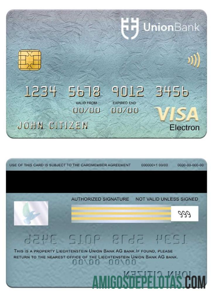 Liechtenstein serikat bank visa electron kartu desain