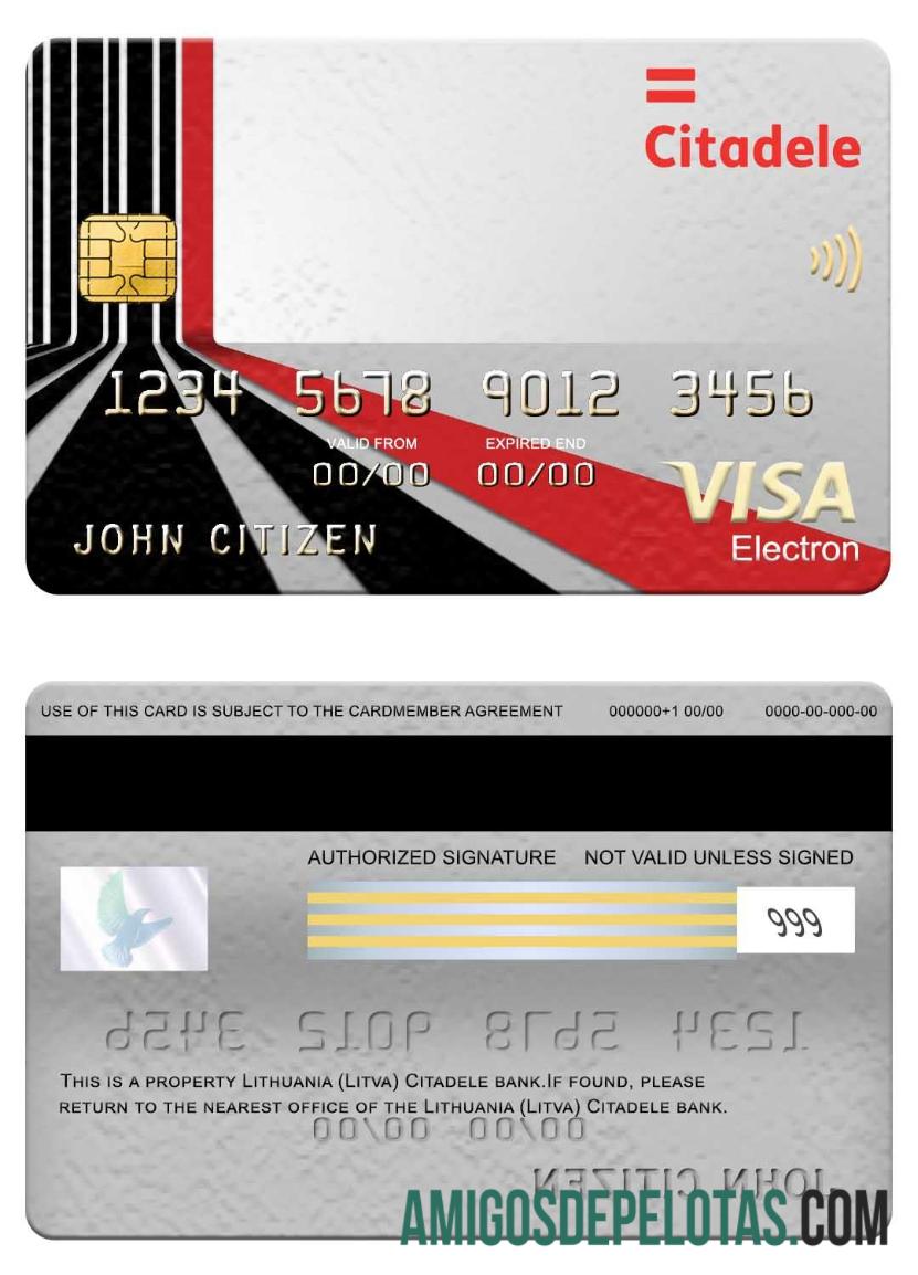 Lituania (Litva) Citadele bank visa electron kartu makering