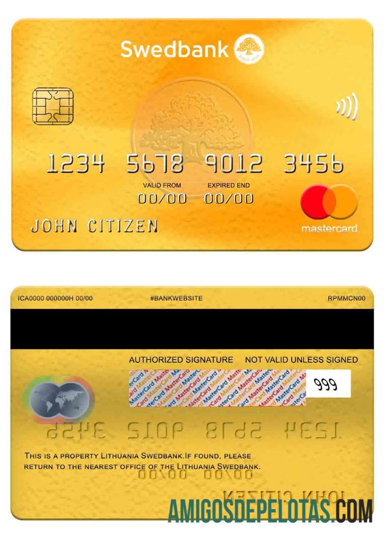 Lituania Swedbank mastercard desain