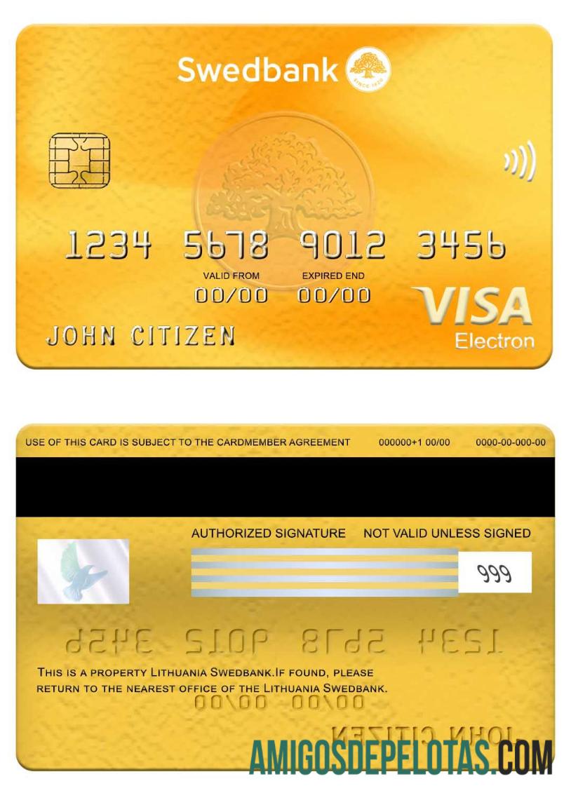 Lituania Swedbank visa electron kartu desain