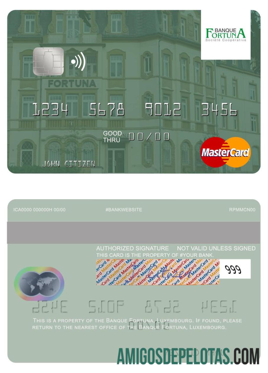 Luksemburg Banque Fortuna mastercard sampel