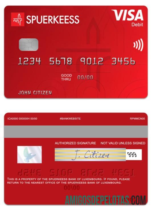 Luksemburg The Spuerkeess bank visa Debit kartu templat