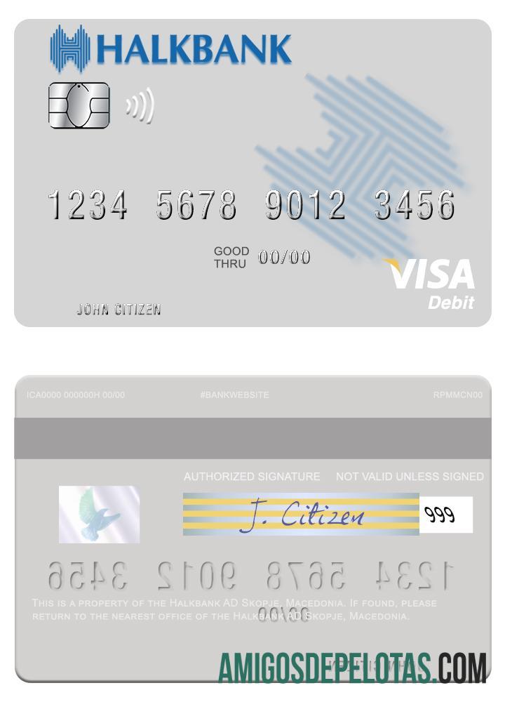 Macedonia Halkbank AD Skopje visa Debit kartu sampel