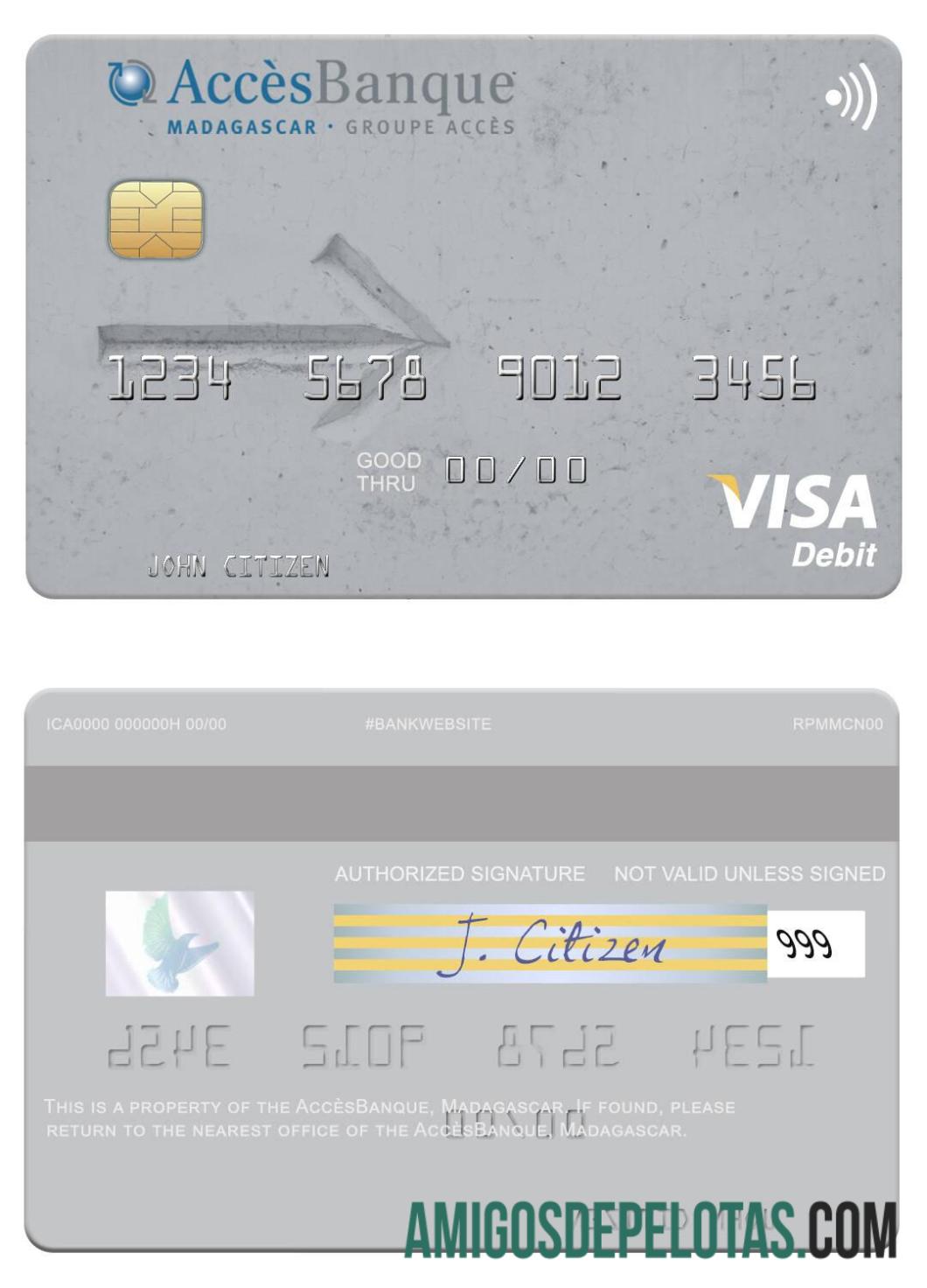 Madagaskar Acce╠ÇsBanque visa Debit kartu makering