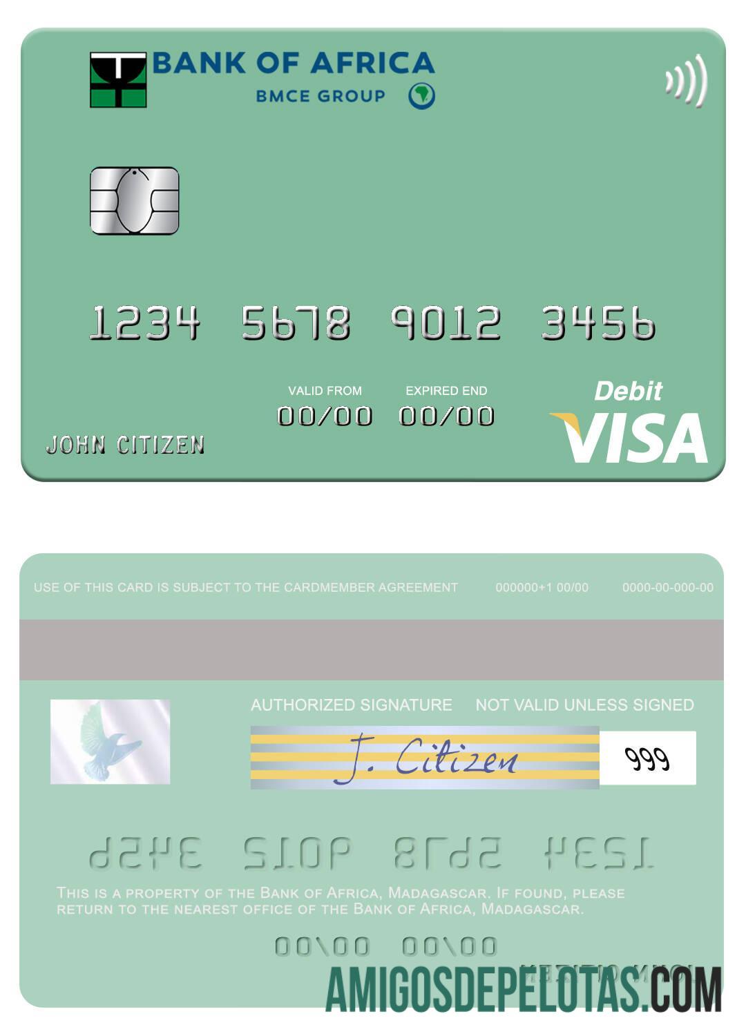 Madagaskar bank of Africa visa Debit kartu makering