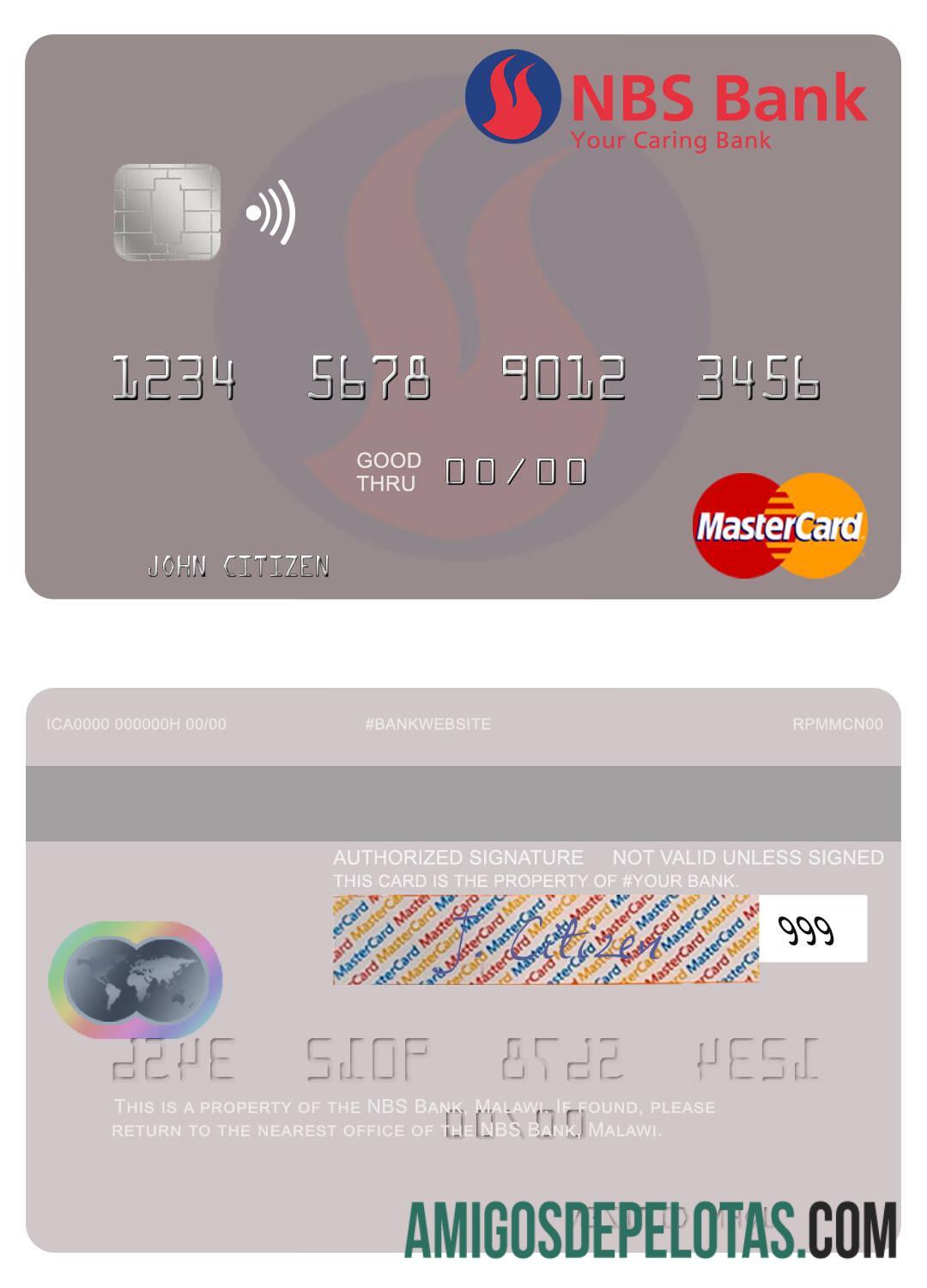 Malawi NBS bank mastercard templat